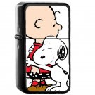 Snoopy And Charlie Hug - Oil Windproof Flip Top Black Lighters Briquet Encendedor