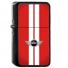 6 Mini Cooper Strips Chili Red - Oil Windproof Flip Top Black Lighters Briquet Encendedor