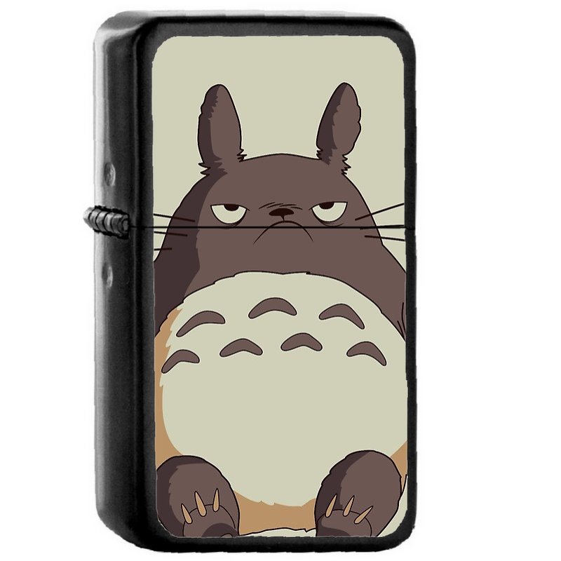 Grumpy Totoro Japanese Anime - Oil Windproof Flip Top Black Lighters Briquet Encendedor