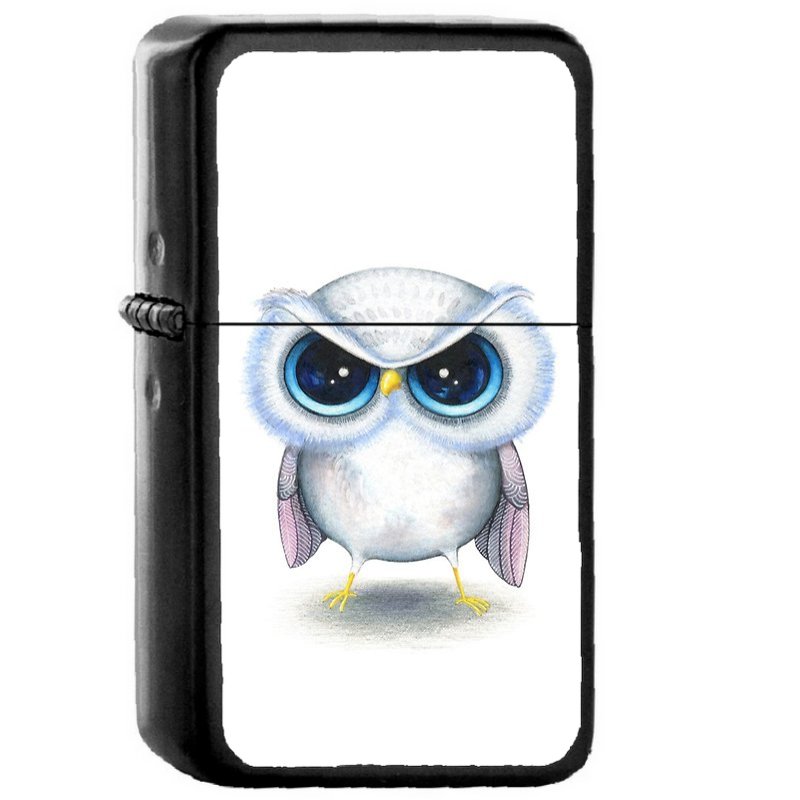 Grumpy Bird - Oil Windproof Flip Top Black Lighters Briquet Encendedor