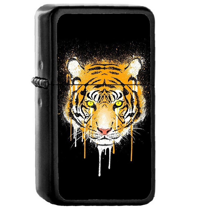 Graffiti Tiger - Oil Windproof Flip Top Black Lighters Briquet Encendedor
