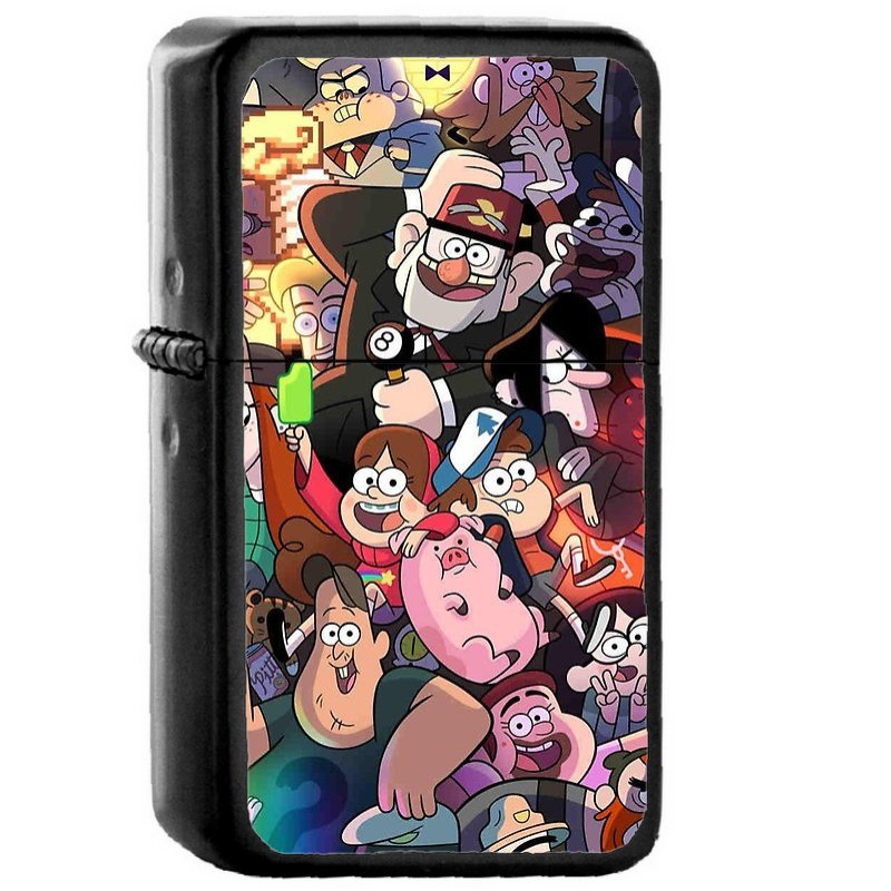 1 Gravity Falls - Oil Windproof Flip Top Black Lighters Briquet Encendedor