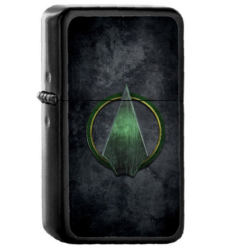 2 Green Arrow - Oil Windproof Flip Top Black Lighters Briquet Encendedor