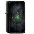 2 Green Arrow - Oil Windproof Flip Top Black Lighters Briquet Encendedor