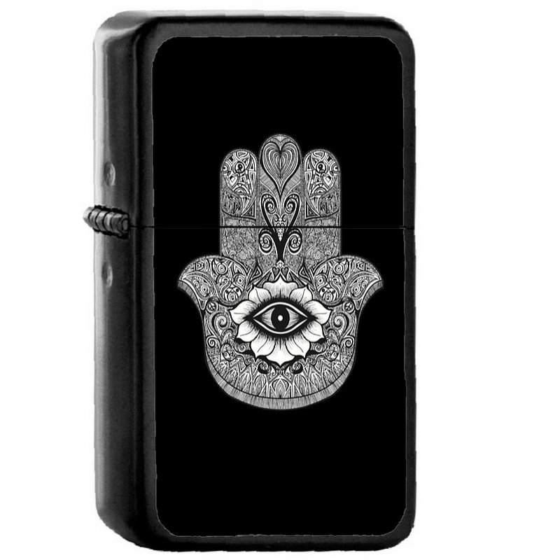Hamsa - Oil Windproof Flip Top Black Lighters Briquet Encendedor