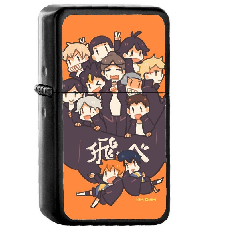 Haikyuu Team Karasuno - Oil Windproof Flip Top Black Lighters Briquet Encendedor