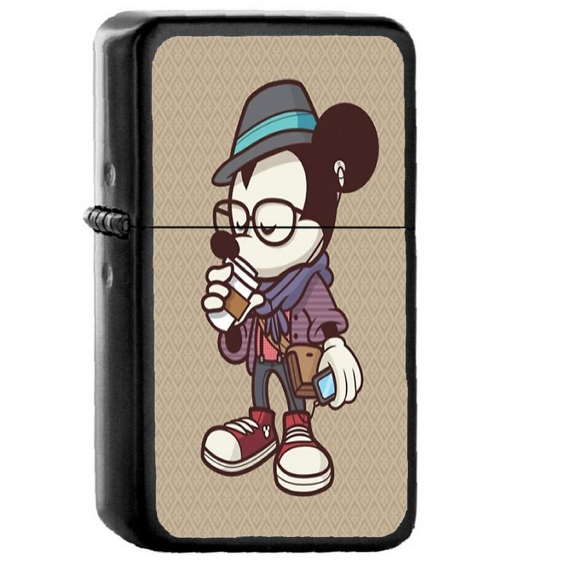 Hipster Mickey Mouse - Oil Windproof Flip Top Black Lighters Briquet Encendedor