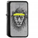 Hipster Lion - Oil Windproof Flip Top Black Lighters Briquet Encendedor
