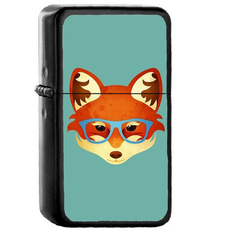 Hipster Fox - Oil Windproof Flip Top Black Lighters Briquet Encendedor