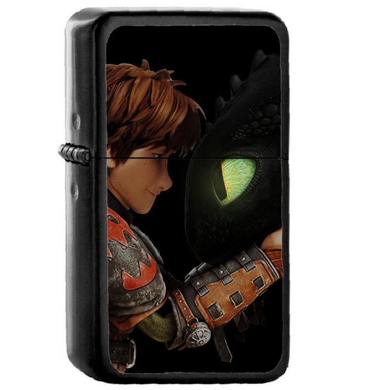 Hiccup And Toothless Dragon Trainer - Oil Windproof Flip Top Black Lighters Briquet Encendedor