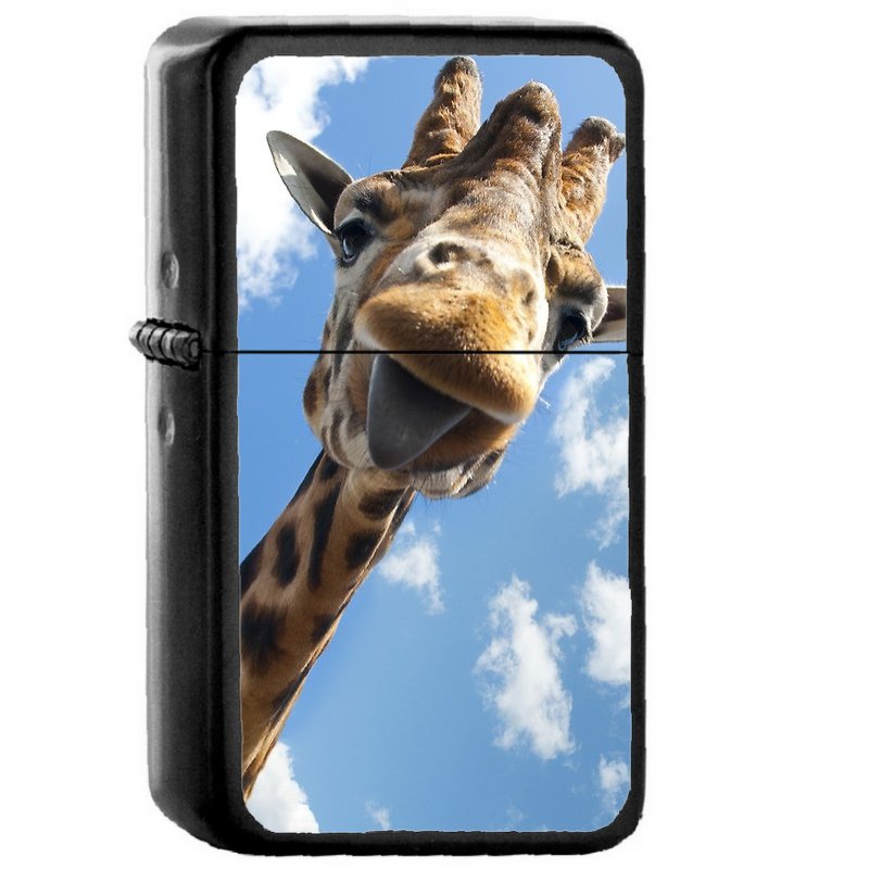 Hello Giraffe - Oil Windproof Flip Top Black Lighters Briquet Encendedor