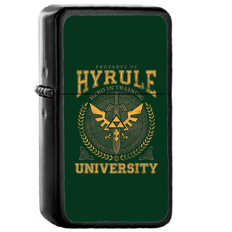 Hyrule University - Oil Windproof Flip Top Black Lighters Briquet Encendedor