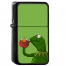 Kermit Sipping Tea Green - Oil Windproof Flip Top Black Lighters Briquet Encendedor