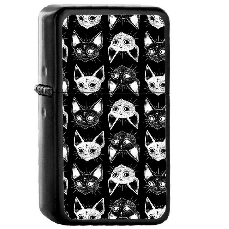 Kittens - Oil Windproof Flip Top Black Lighters Briquet Encendedor