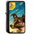 Laika The Sputnik 2 Russian Space Dog - Oil Windproof Flip Top Black Lighters Briquet Encendedor