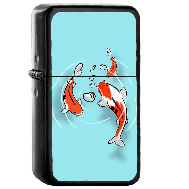 Japanese Koi Fish - Oil Windproof Flip Top Black Lighters Briquet Encendedor