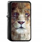 Lion Majesty - Oil Windproof Flip Top Black Lighters Briquet Encendedor