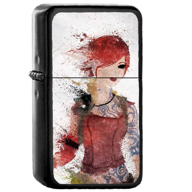 Lilith - Oil Windproof Flip Top Black Lighters Briquet Encendedor