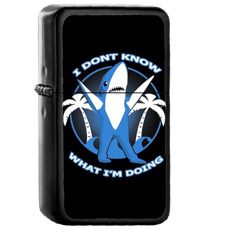 Left Dancing Shark - Oil Windproof Flip Top Black Lighters Briquet Encendedor
