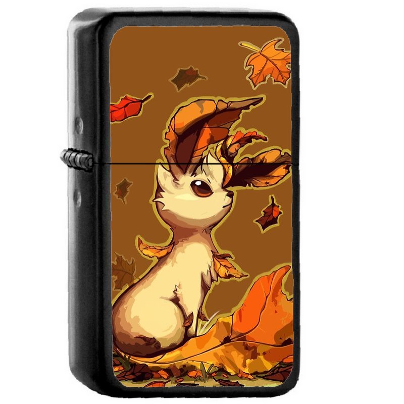 Leafeon - Oil Windproof Flip Top Black Lighters Briquet Encendedor
