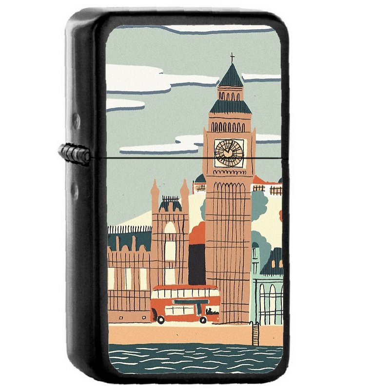 London - Oil Windproof Flip Top Black Lighters Briquet Encendedor