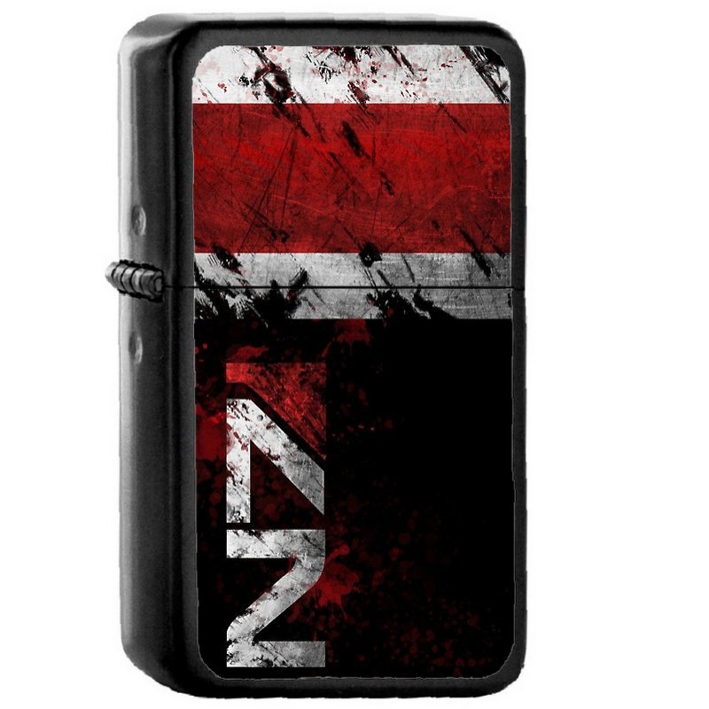 Mass Effect N7 Distressed - Oil Windproof Flip Top Black Lighters Briquet Encendedor