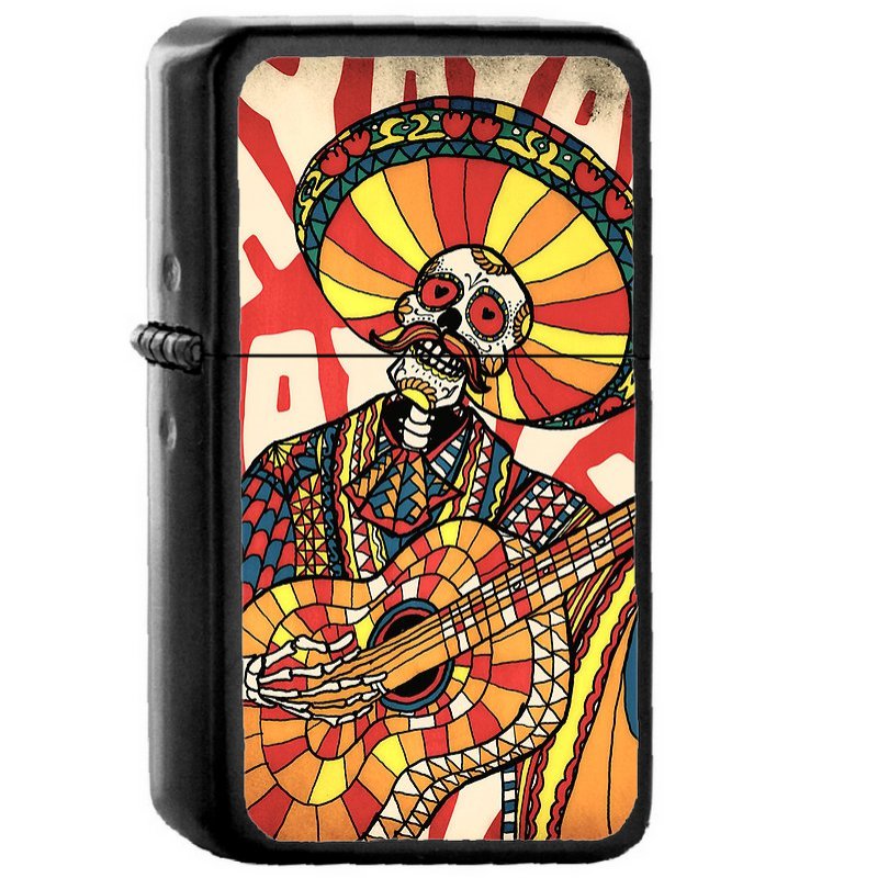Mariachi - Oil Windproof Flip Top Black Lighters Briquet Encendedor