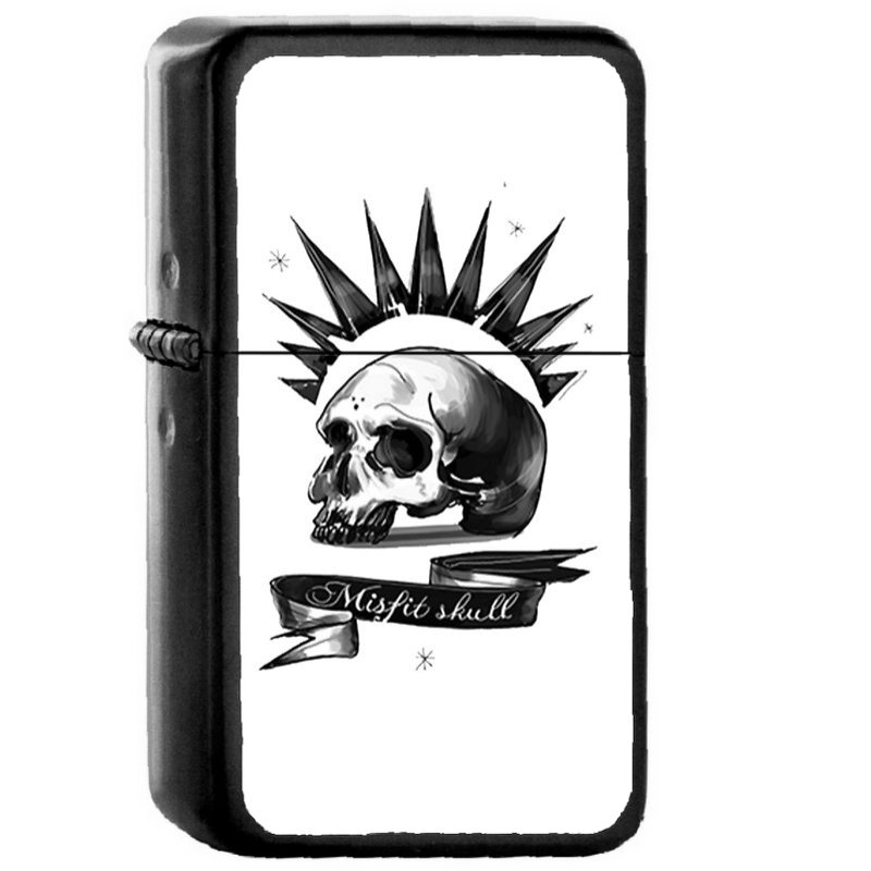 Mistic Skull - Oil Windproof Flip Top Black Lighters Briquet Encendedor