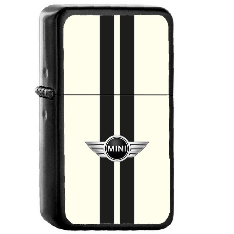 Mini Cooper Strips Pepper White - Oil Windproof Flip Top Black Lighters Briquet Encendedor