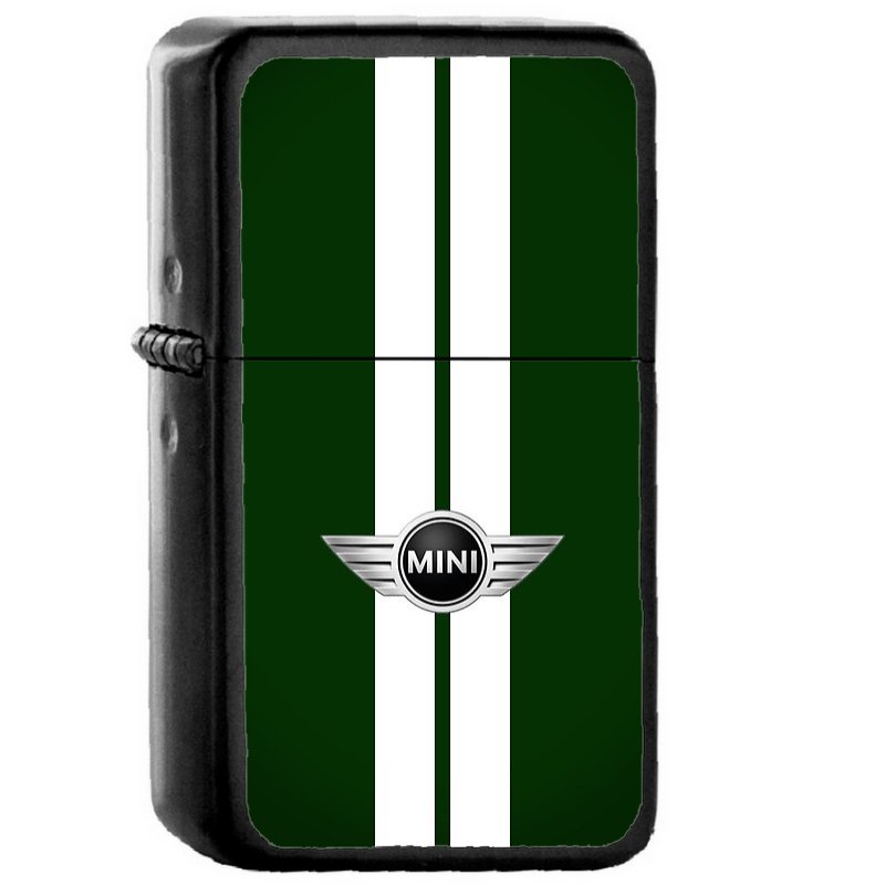 Mini Cooper Strips British Racing Green - Oil Windproof Flip Top Black Lighters Briquet Encendedor