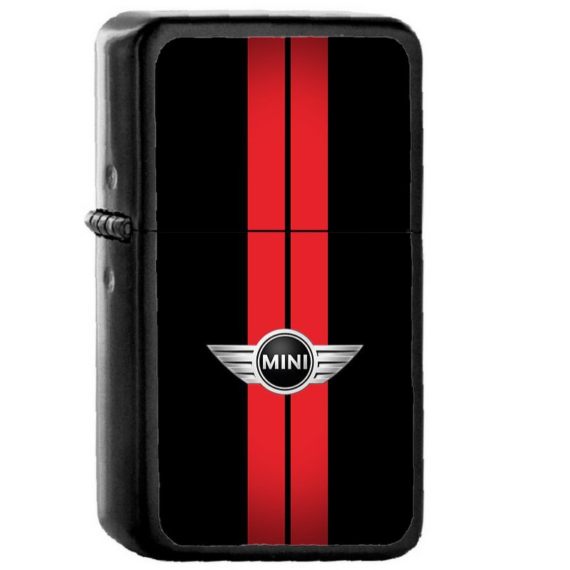 Mini Cooper Stripes Black And Red - Oil Windproof Flip Top Black Lighters Briquet Encendedor