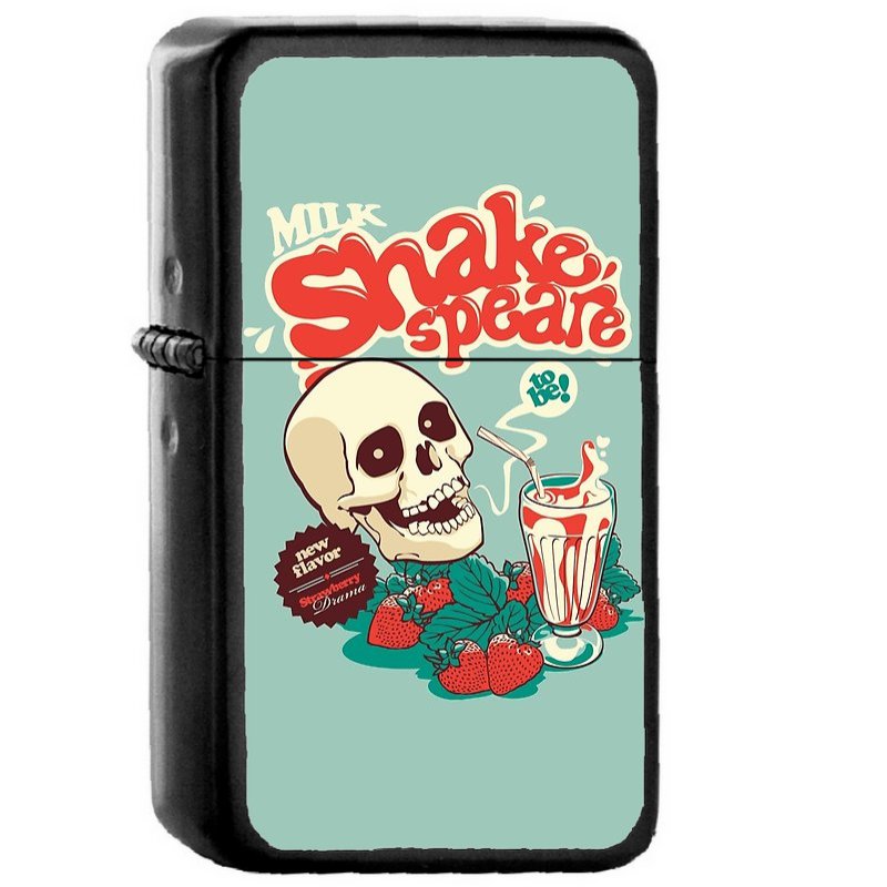 Milk Shakespeare - Oil Windproof Flip Top Black Lighters Briquet Encendedor