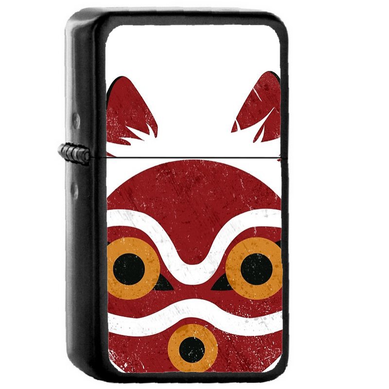 Mononoke Mask - Oil Windproof Flip Top Black Lighters Briquet Encendedor