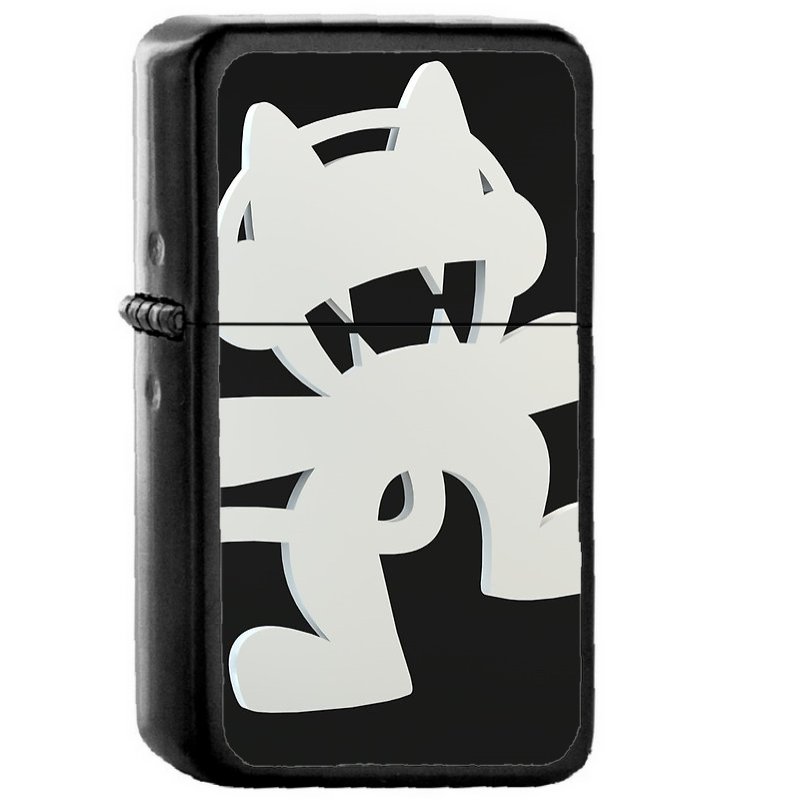 Monstercat Black And White - Oil Windproof Flip Top Black Lighters Briquet Encendedor