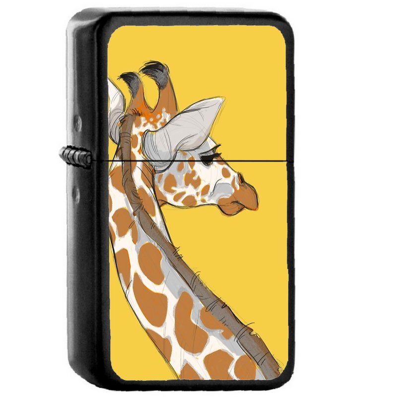 Giraffe - Oil Windproof Flip Top Black Lighters Briquet Encendedor E1