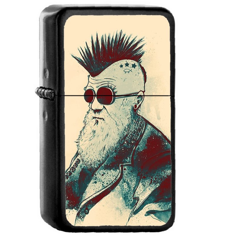 Evolution Of Charles - Oil Windproof Flip Top Black Lighters Briquet Encendedor E