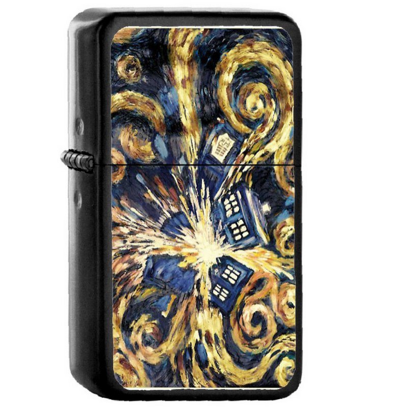 Exploding Tardis - Oil Windproof Flip Top Black Lighters Briquet Encendedor E
