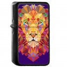 Geometric Lion - Oil Windproof Flip Top Black Lighters Briquet Encendedor E