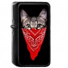 Gangster Cat - Oil Windproof Flip Top Black Lighters Briquet Encendedor E