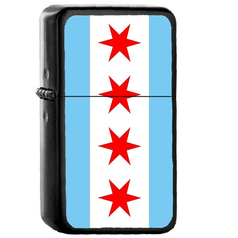 Chicago Flag - Oil Windproof Flip Top Black Lighters Briquet Encendedor E1