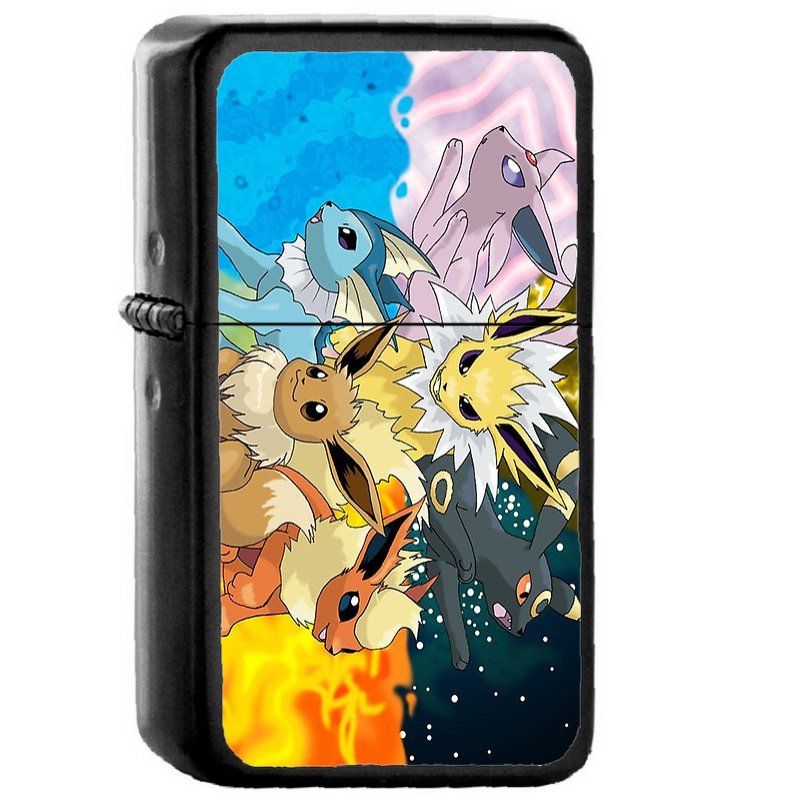 Pokemon Go Eevee Evolution - Oil Windproof Flip Top Black Lighters Briquet Encendedor EE1