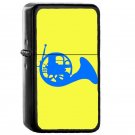 Blue French Horn - Oil Windproof Flip Top Black Lighters Briquet Encendedor EE
