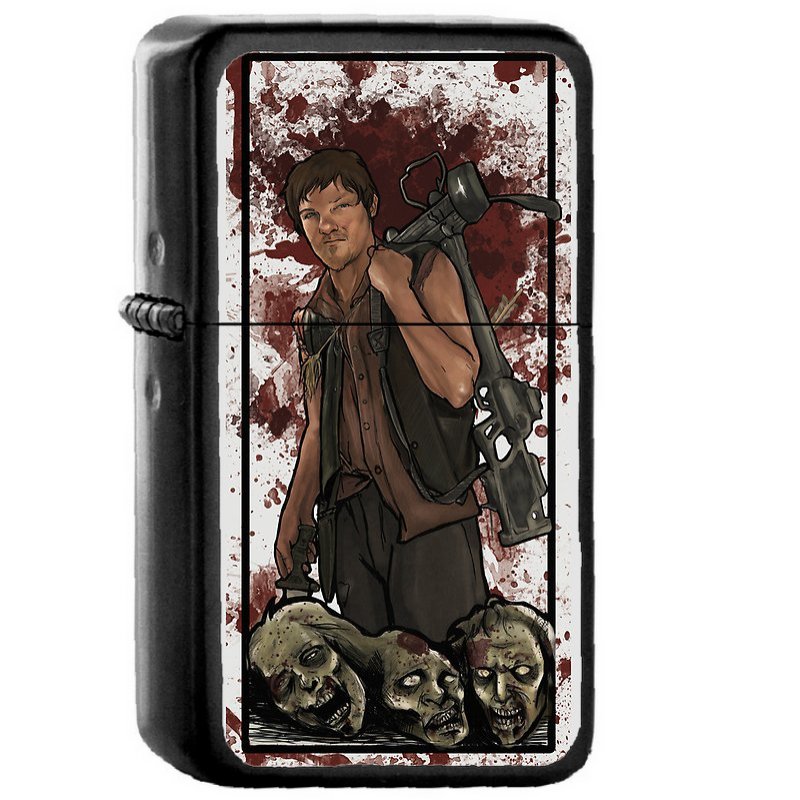 Daryl Dixon The Walking Dead - Oil Windproof Flip Top Black Lighters Briquet Encendedor