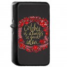 Coffee On Charcoal - Oil Windproof Flip Top Black Lighters Briquet Encendedor EE