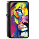Colorful Lion - Oil Windproof Flip Top Black Lighters Briquet Encendedor EE