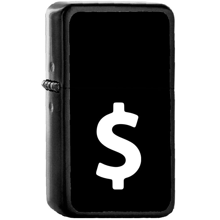 Dollar Symbol - Oil Windproof Black Lighters Briquet Encendedor