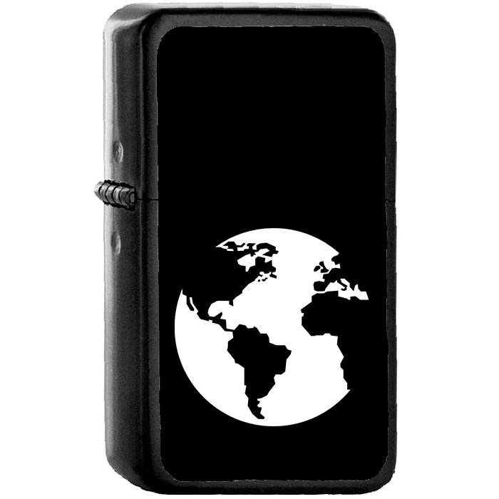 Earth Globe With Continents Maps - Oil Windproof Black Lighters Briquet Encendedor
