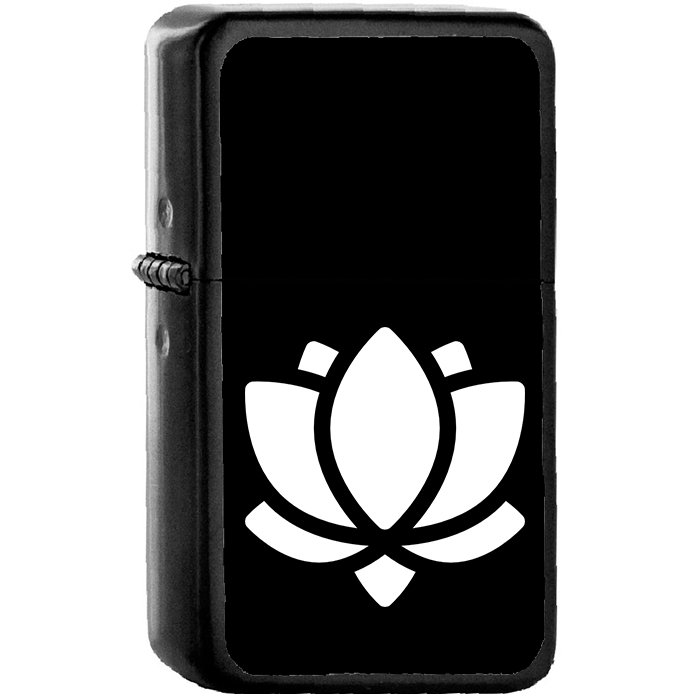 Lotus Flower - Oil Windproof Black Lighters Briquet Encendedor