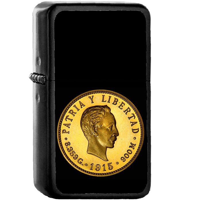 Cuba 1915 5 Pesos BAck - Oil Windproof Black Lighters Briquet Encendedor
