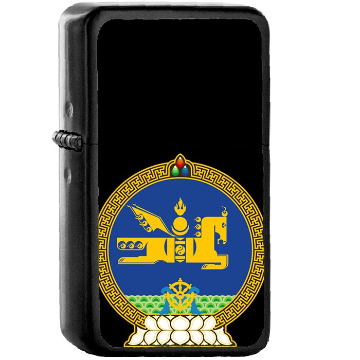 State emblem of Mongolia - Oil Windproof Black Lighters Briquet Encendedor